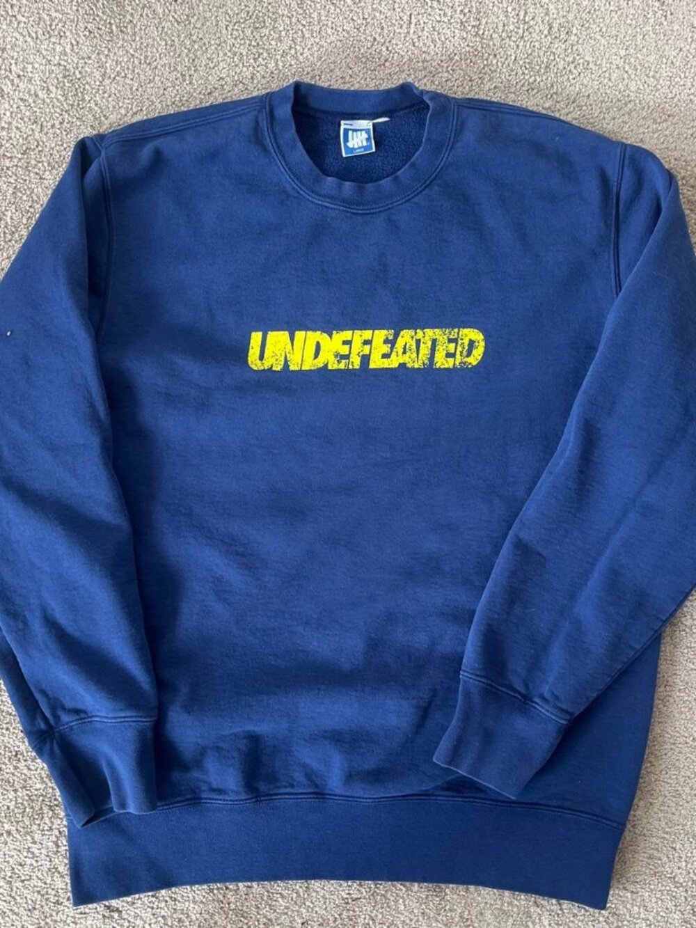 Undefeated Navy Blue Distressed Logo Crewneck Large